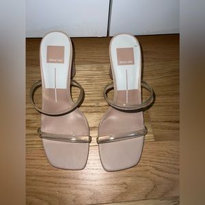 Dolce Vita nude/clear slip on heels, size 7